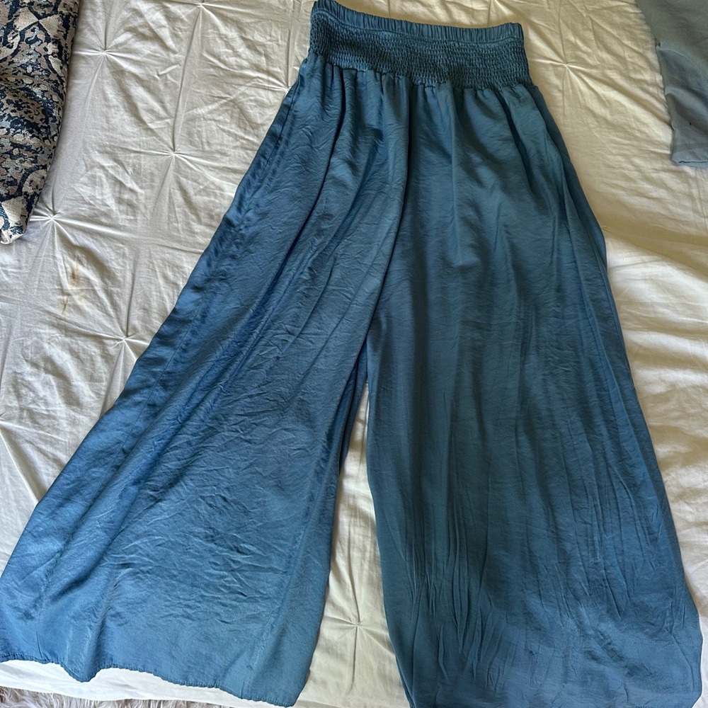 Elegant Teal Wide-Leg Pants